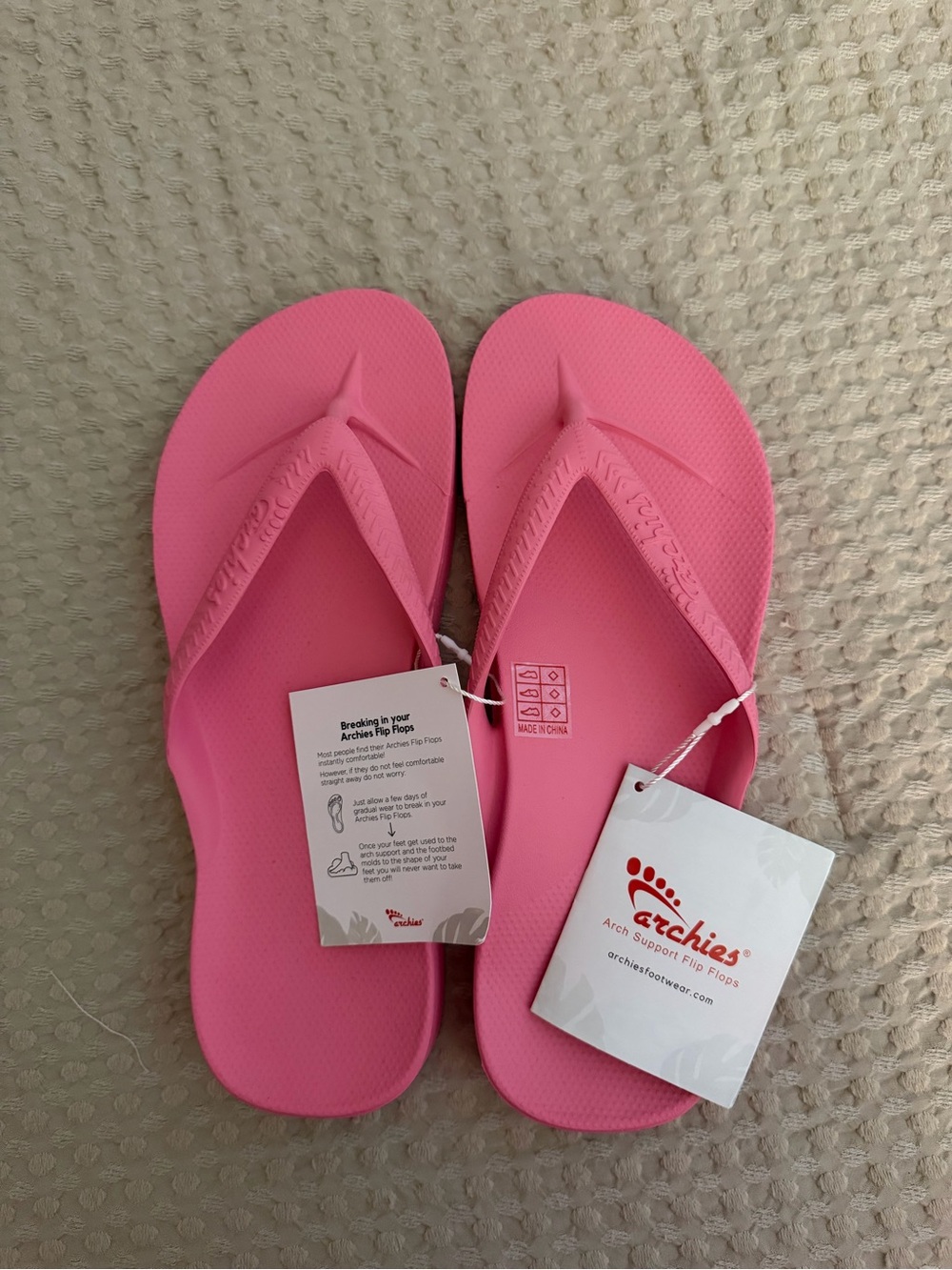 Archies Pink Arch Support Flip Flops